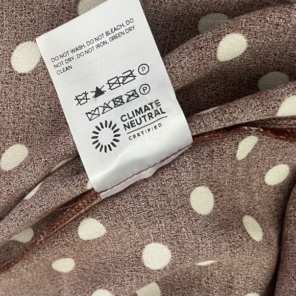 REFORMATION Locklin Dress Brown White Polka Dot Midi Au Lait Chocolate Dress 2 - Picture 14 of 15